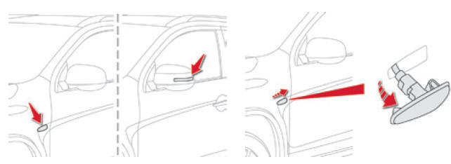 Citroen C4 Aircross. Austausch der seitlichen Zusatzblinker