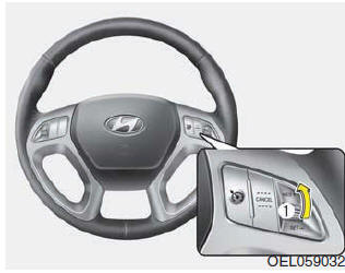 Hyundai ix35. Anheben der eingestellten Tempomat-Geschwindigkeit