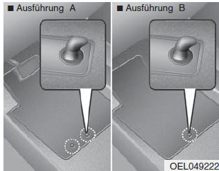 Hyundai ix35. Befestigungspunkt(e) für Fußmatten 