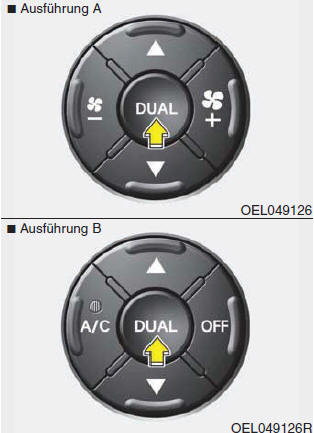 Hyundai ix35. Die Temperatur auf der Fahrer- und Beifahrerseite individuell einstellen