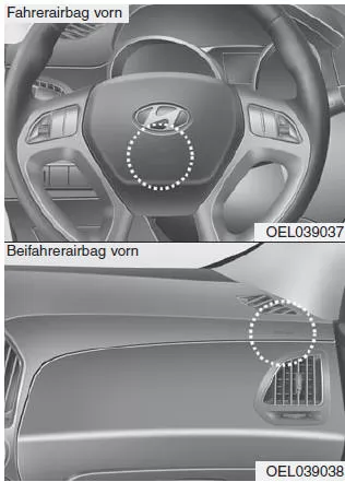 Hyundai ix35. Fahrer- und Beifahrerairbag vorn