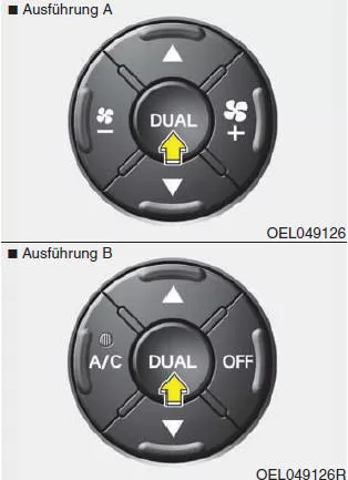 Hyundai ix35. Die Temperatur auf der Fahrer- und Beifahrerseite individuell einstellen
