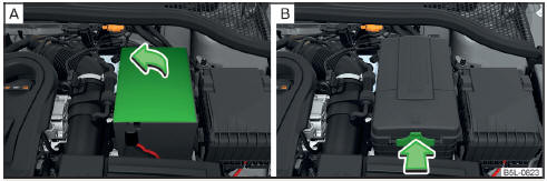 Abb. 172 Polyesterabdeckung der Fahrzeugbatterie / Kunststoffabdeckung der Fahrzeugbatterie